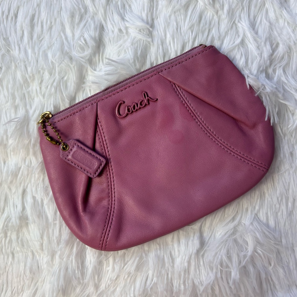 COACH Pink Pleated Wristlet With Strap h7 - Picture 3 of 7